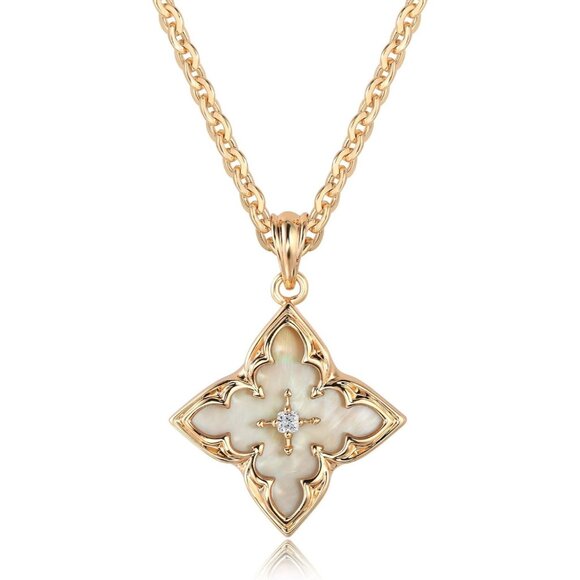 Jewelry - Gold Clover Necklace for Women Dainty 14K Plated CZ Pendant Charm Jewelry